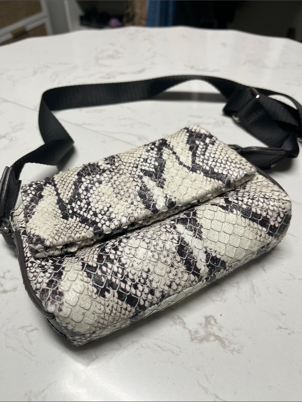 Aimee Kestenberg Black & White Snake-Print Crossbody Bag